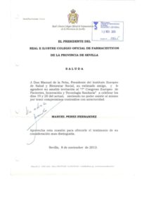 Reconocimientos a Manuel de la Peña - Instituto Europeo de Salud y Bienestar Social