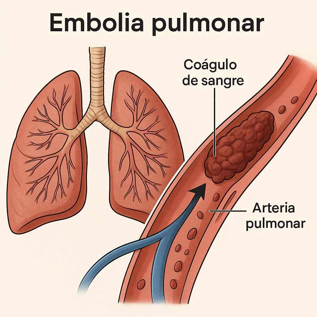 Imagen que describe:
¿Qué es una embolia pulmonar y a que afecta?