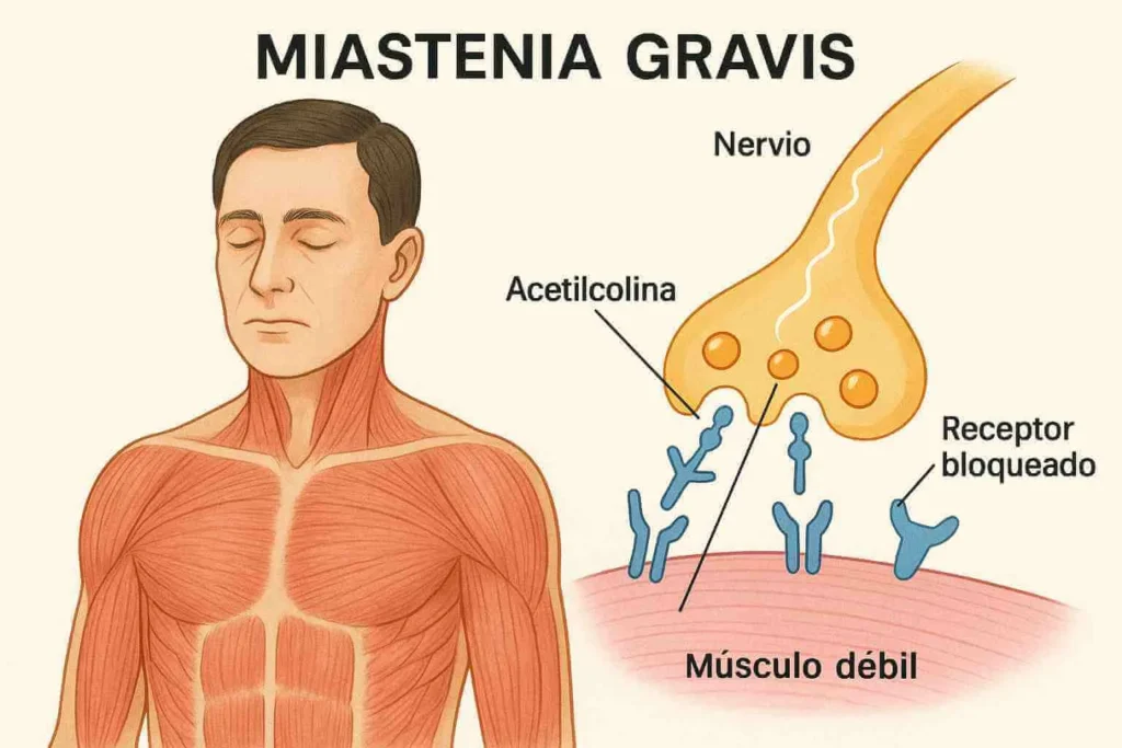 Imagen de que una persona con miastenia gravis